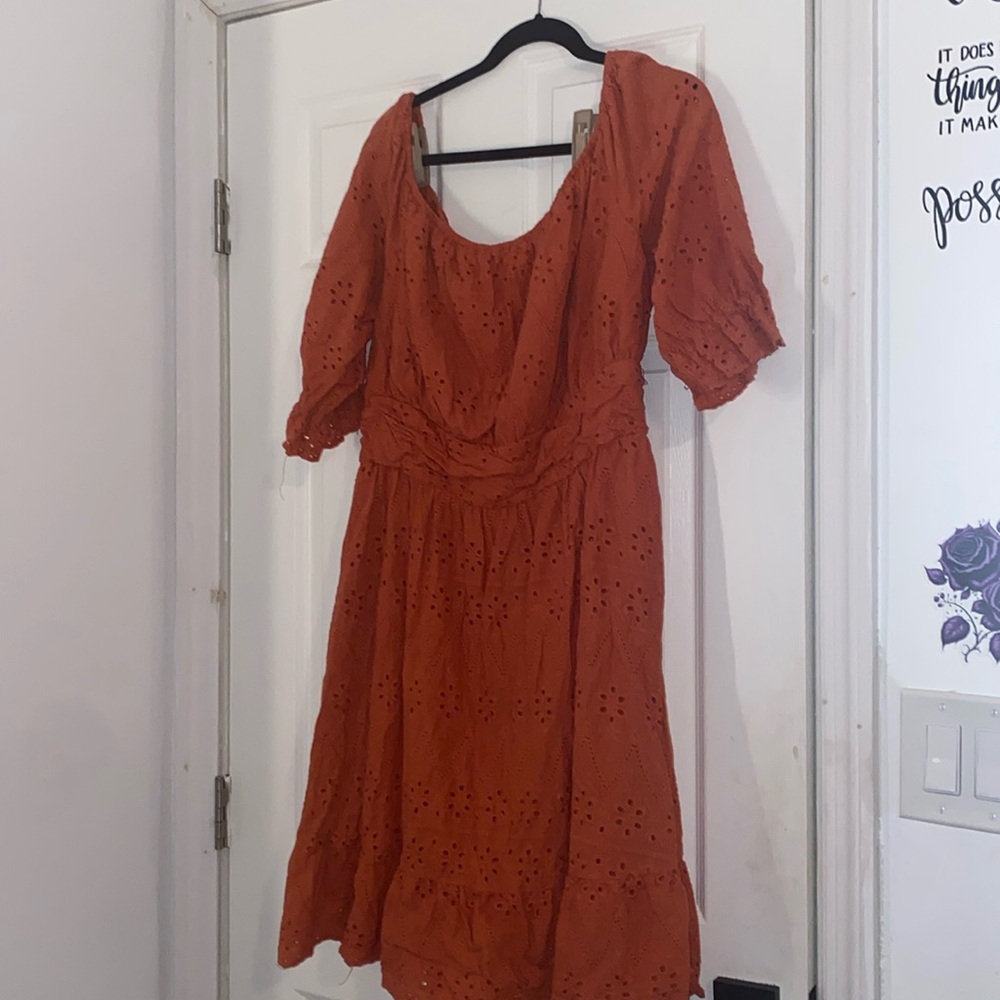 Pretty Garden eyelet Dress- Burnt Orange